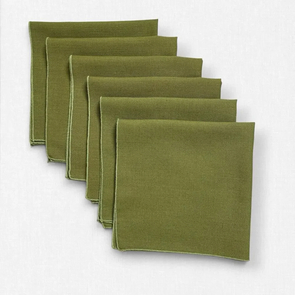 Olive Green Tablecloth Napkin Set Oblong 85x58 Farmhouse Dinner 6 Matching 17x17